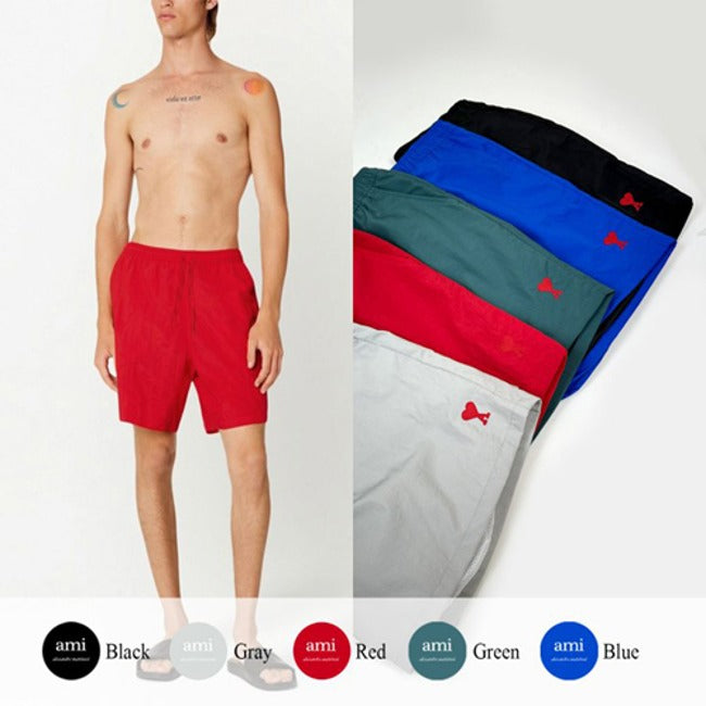 (국내배송, 당일출고) 아미 하트 로고 체인 자수 비치 팬츠 ~5Color~