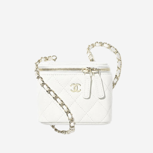 샤넬 클래식 스몰 체인 코스메틱 케이스 화이 AP1340