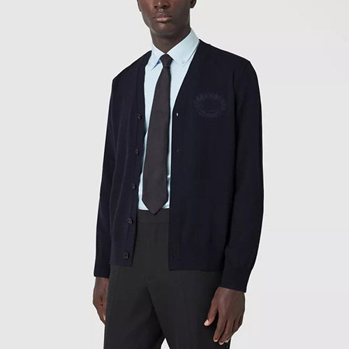 (국내배송, 당일출고) 버버리 엠브로이더리 오크 리프 울 가디건 (네이비)