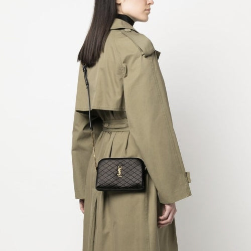 생로랑 미니 퀼티드 가죽 숄더백 블랙