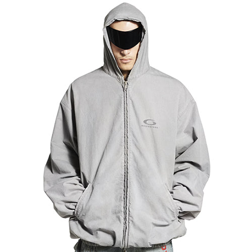 발렌시아가 오버사이즈 집업 후디 그레이