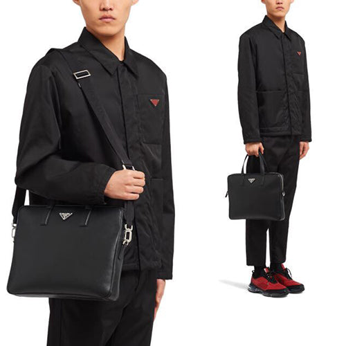 프라다 사피아노 트라이앵글 브리프케이스
