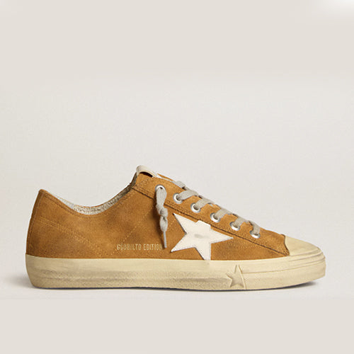 골든구스 밀크 화이트 레더 스타 카멜 스웨이드 브이스타 스니커즈