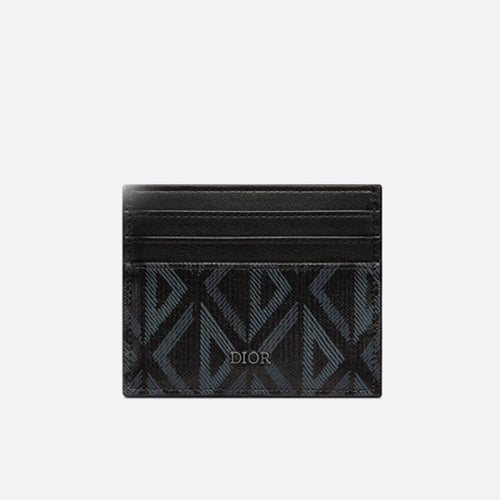 디올 CD 다이아몬드 캔버스 카드 홀더 블랙
