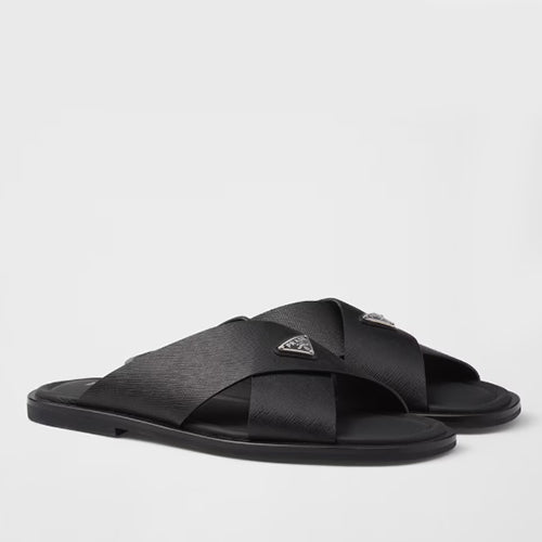 프라다 사피아노 레더 크리스크로스 샌들