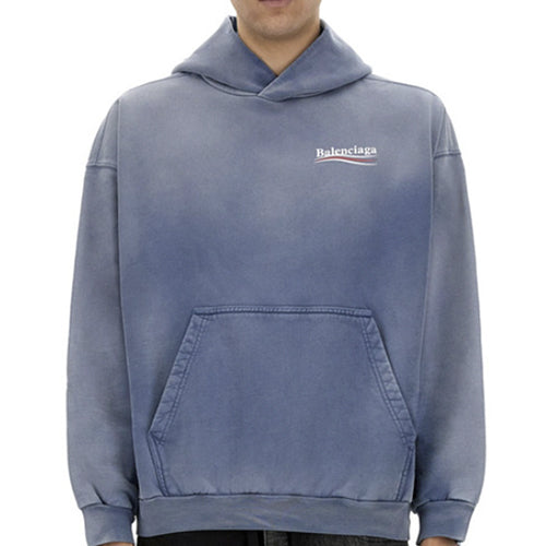 발렌시아가 폴리티컬 후드 스웨트셔츠 블루