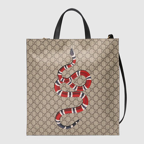 구찌 GG 수프림 스네이크 토트백