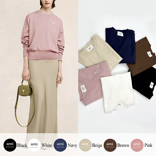 (국내배송, 당일출고) 아미 드 꾀흐 까마이외 자수 크루넥 니트 (여성) ~5Color~