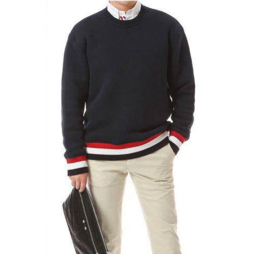 (국내배송, 당일출고) 톰브라운 삼선텝 라이닝 맨투맨 네이비