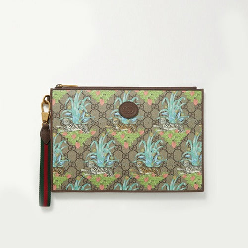 구찌 GG 수프림  플로라 타이거 클러치백