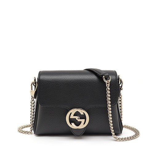 구찌 GG 인터로킹 미니 체인 숄더백 블랙