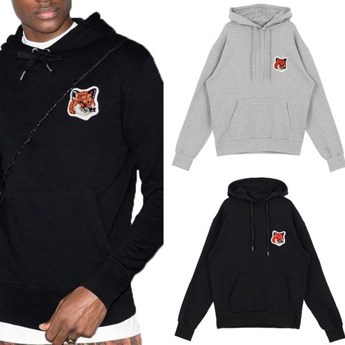 (국내배송) 메종키츠네 벨벳 폭스 헤드 패치 후드 티셔츠 ~2Color~