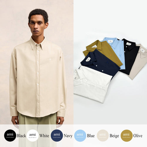 (국내배송, 당일출고) 아미 동일색 하트로고 박스핏 셔츠 ~6Color~