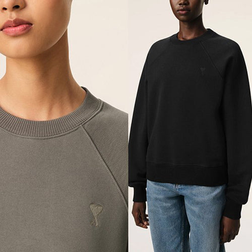 (국내배송) 아미 동일색 스몰 하트 로고 절개 맨투맨 ~3Color~