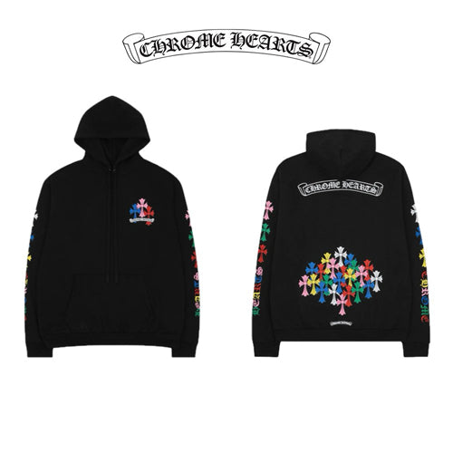 (국내배송) 크롬하츠 멀티 컬러 크로스 오버핏 후드 티셔츠