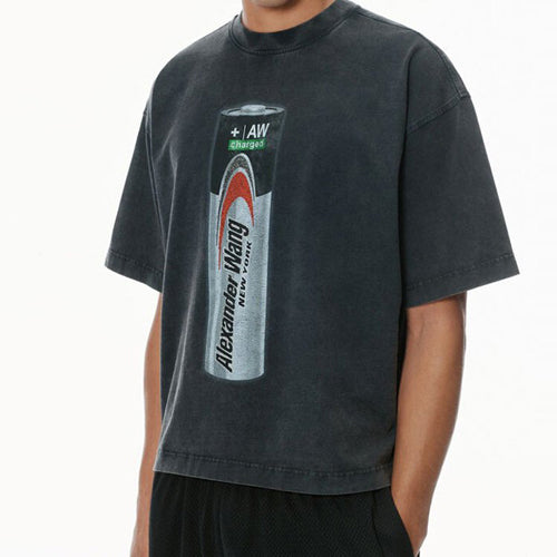 (국내배송, 당일출고) 알렉산더왕 배터리 로고 반팔 티셔츠
