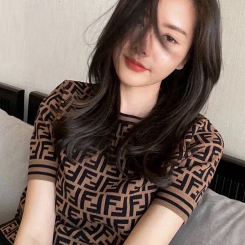 (국내배송) 펜디 FF 멀티로고 인타르시아 반팔 니트