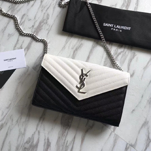 세인트로랑 엔벨로프 체인숄더백 블랙/크림