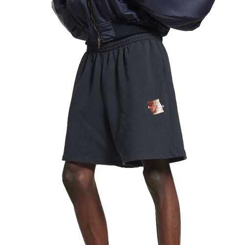 발렌시아가 테이프드 백 반바지 블랙