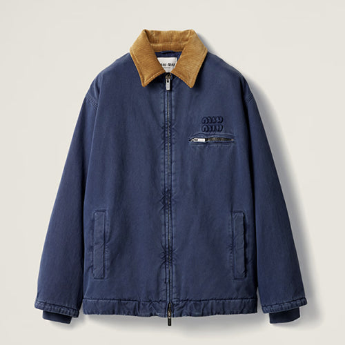 미우미우 코듀로이 칼라 개버딘 트럭커 재킷