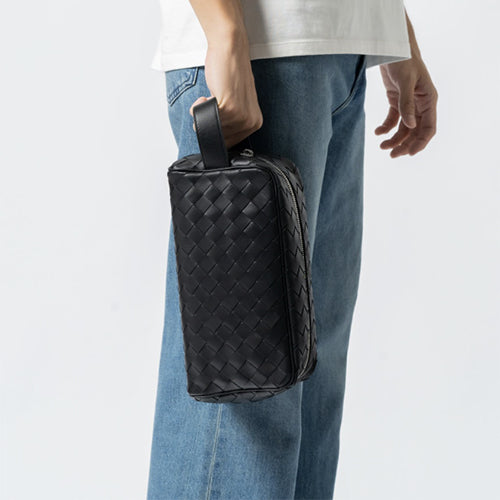 보테가 베네타 인트레치아토 트래블 파우치 블랙