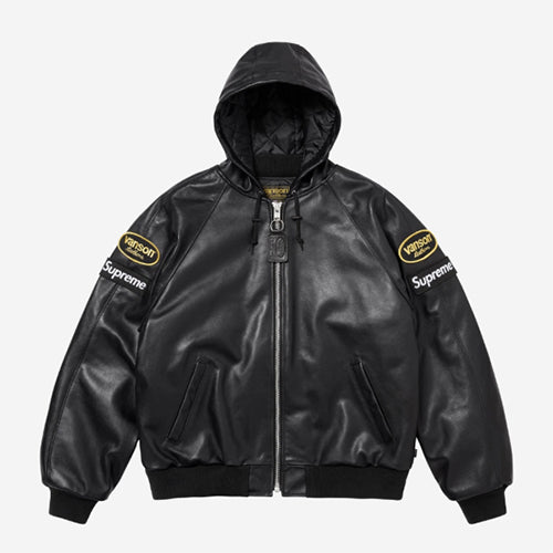 슈프림 x 밴슨 레더 후드 워크 자켓 블랙