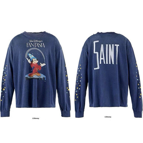 세인트 마이클 x 디즈니 판타지아 롱슬리브 긴팔 티셔츠 네이비