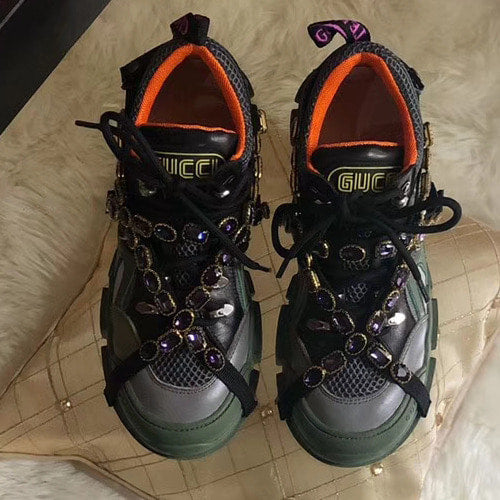 국내배송 [세일 상품] 마지막수량 1족 !! 원하이하 구찌 18F/W 크리스탈 플래시트렉 스니커즈 그린 41사이즈