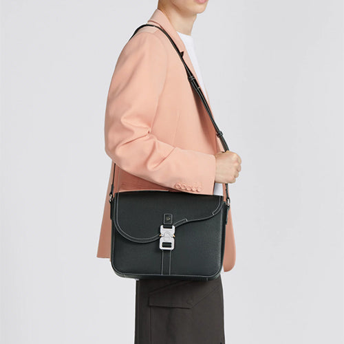 디올 새들 플랩 스트랩 미디엄 메신저백 블랙