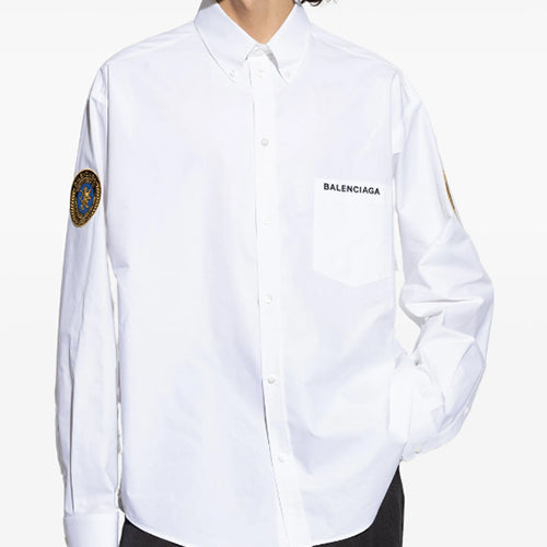 발렌시아가 로고 자수 셔츠 화이트