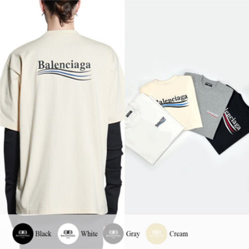 (국내배송, 당일출고) 발렌시아가 웨이브 자수 로고 반팔티셔츠 ~4Color~