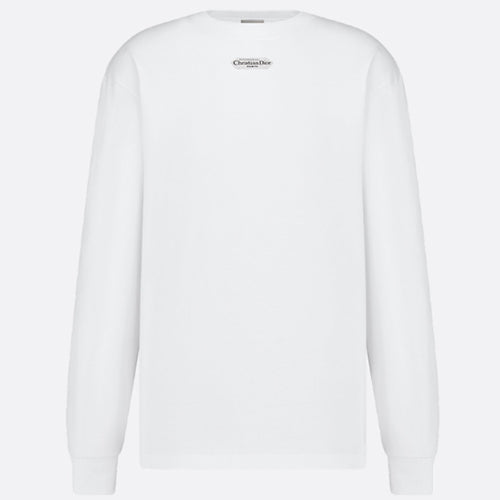 디올 라벨 롱 슬리브 티셔츠 화이트