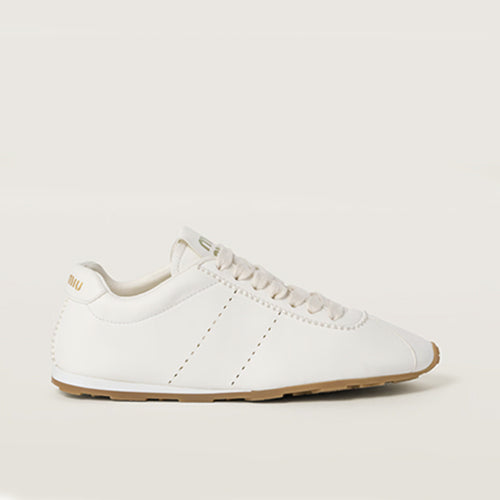 미우 미우 플럼 나파 레더 스니커즈 아이보리