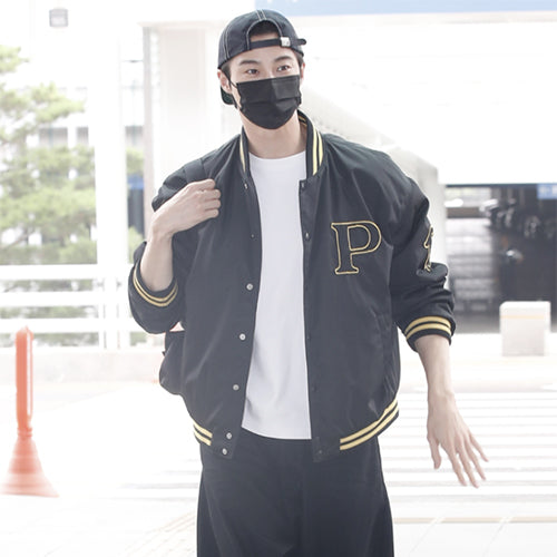 프라다 리나일론 봄버 자켓 패치 블랙(변우걱 착용)