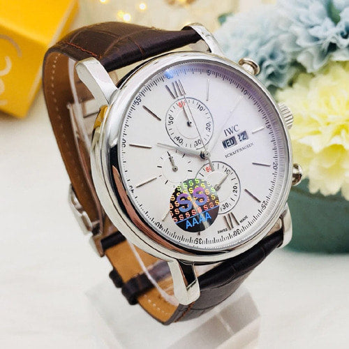 IWC 포르토피노 크로노그래프 화이트판 브라운가죽 42mm