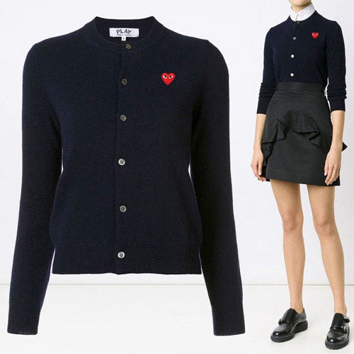 (국내배송, 당일출고) 꼼데가르송 라운드 여성용 가디건 네이비