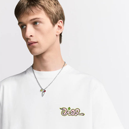 (국내배송, 당일출고) 디올 X 카우스 뱀 자수 반팔 티셔츠